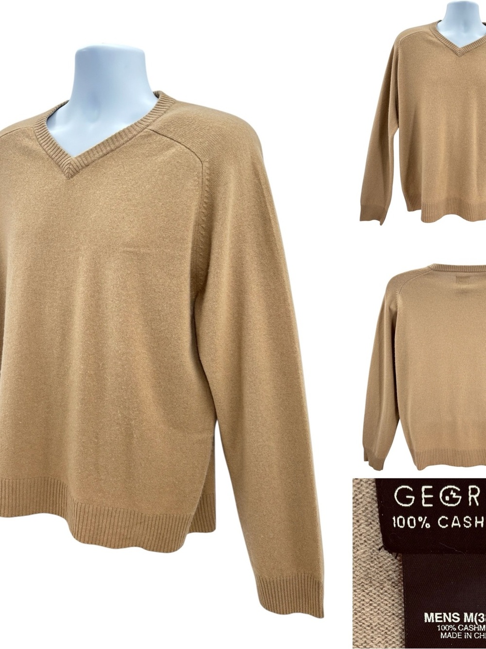 George Tan 100% Cashmere V-Neck Sweater Sz. M Luxury